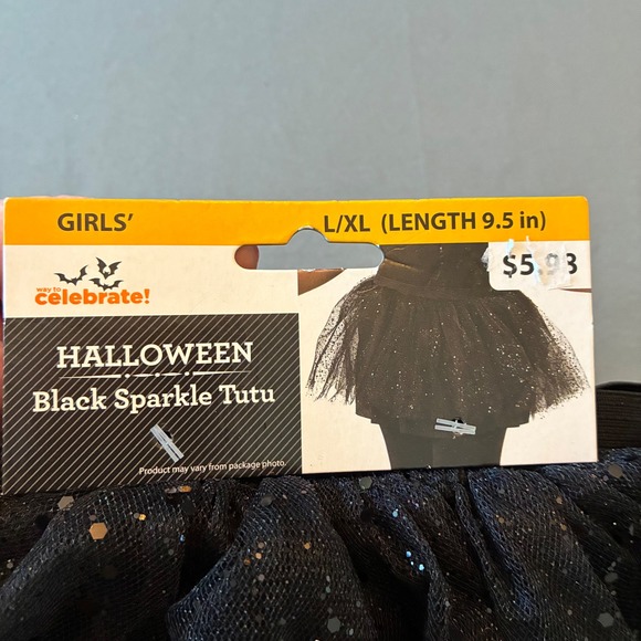 Way to Celebrate! Other - Way to Celebrate Girls Halloween Black Sparkle Tutu Skirt L/XL Glitter Costume